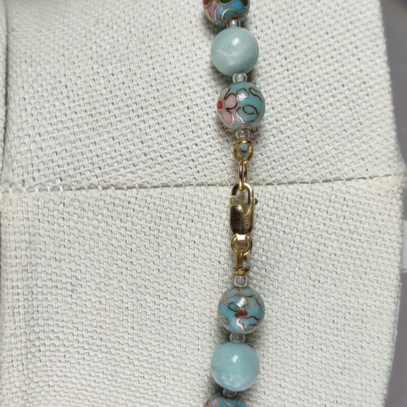 Cloisonne/Jade Graduated Bead Necklace - Picture 3 of 9